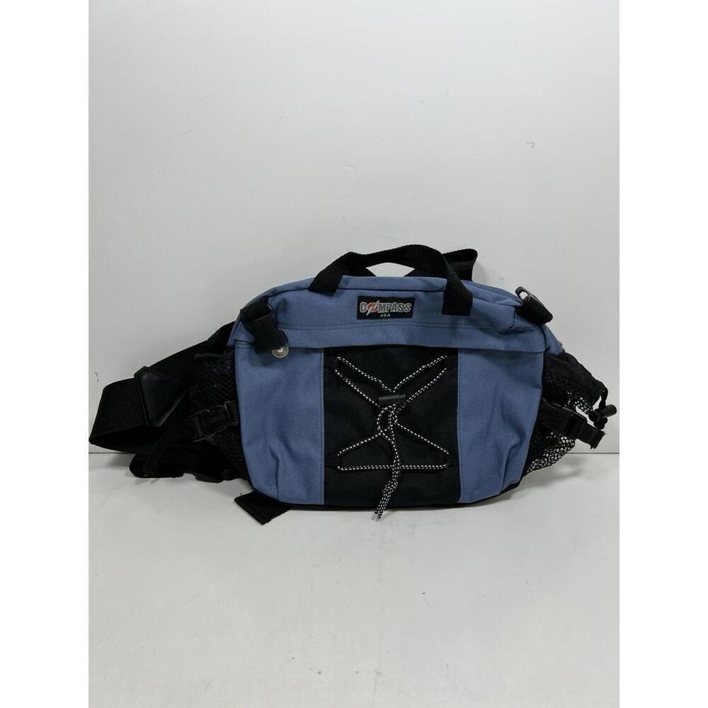 Vintage Retro COMPASS USA Blue Black Fanny Pack Waist Pack 12”x9”
